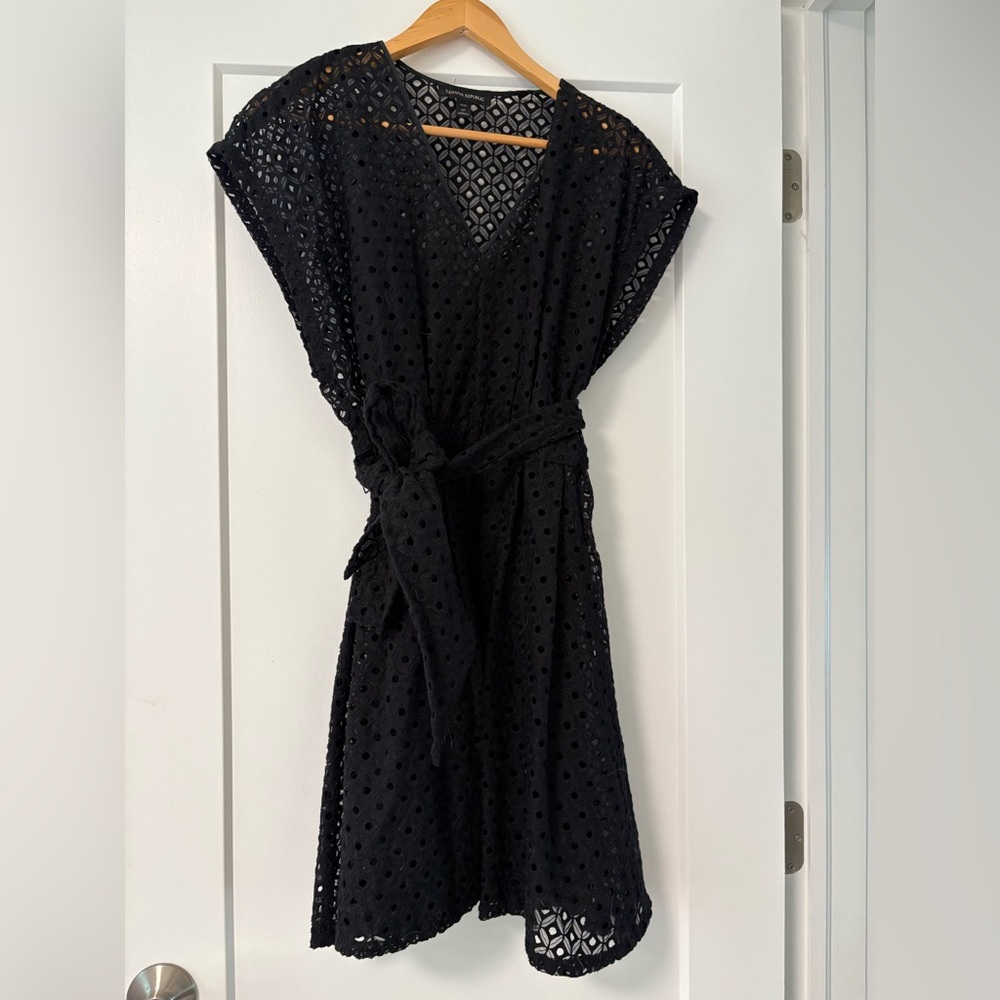 Banana Republic Black Eyelet Mini Dress